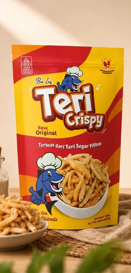 Kemasan Pouch 100 gram Teri Crispy Bu Ins